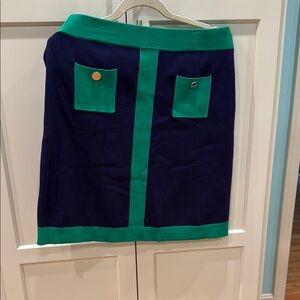 Anne Klein Green and Blue Knee-Length Pencil Skirt
